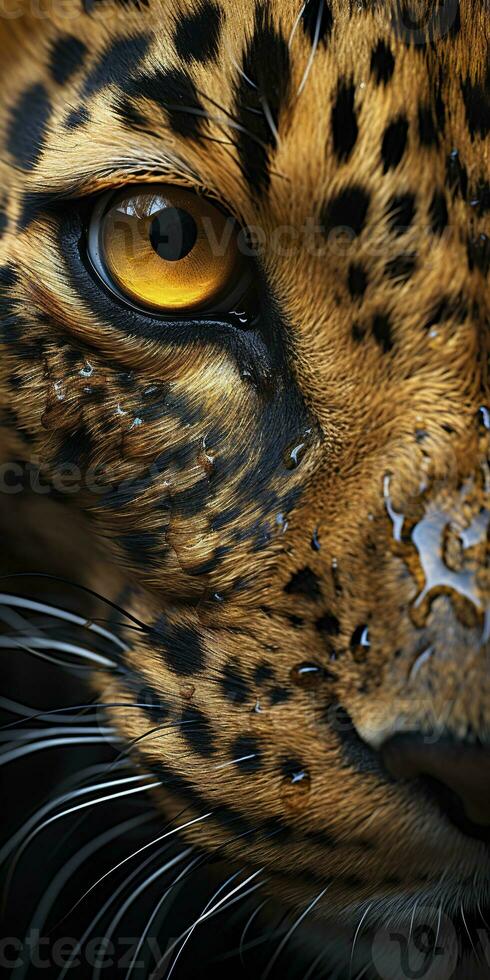 ai generato leopardo macro fotografia. ai generato foto