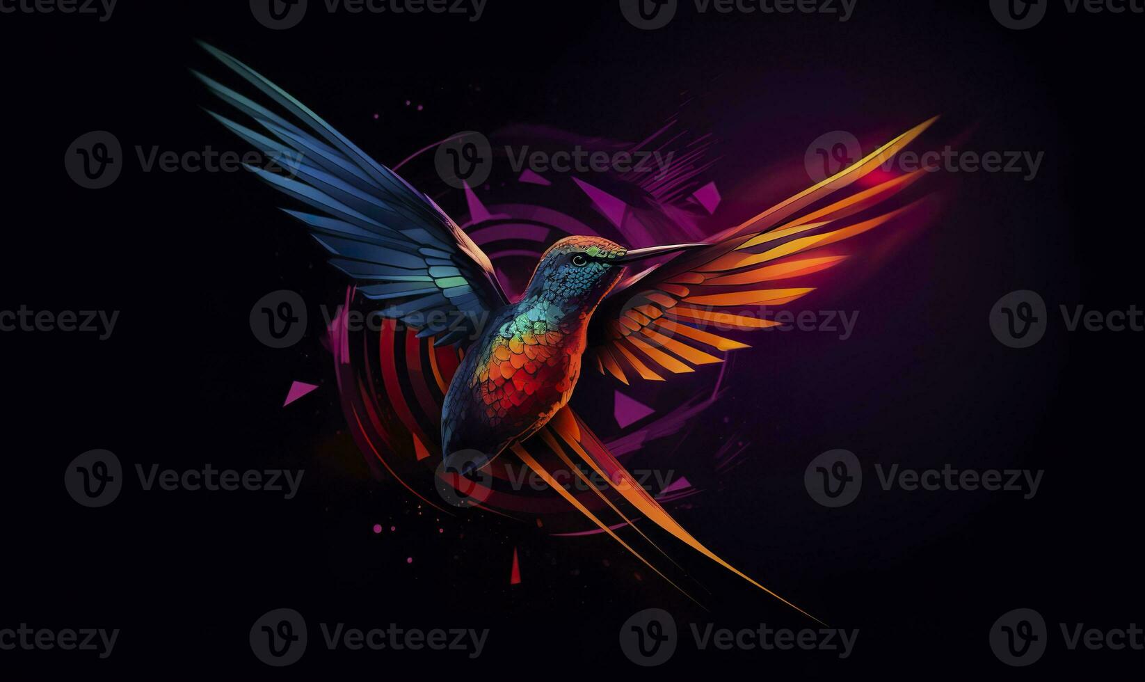 ai generato colibrì logo con multiplo colori volante attraverso il aria. ai generato foto