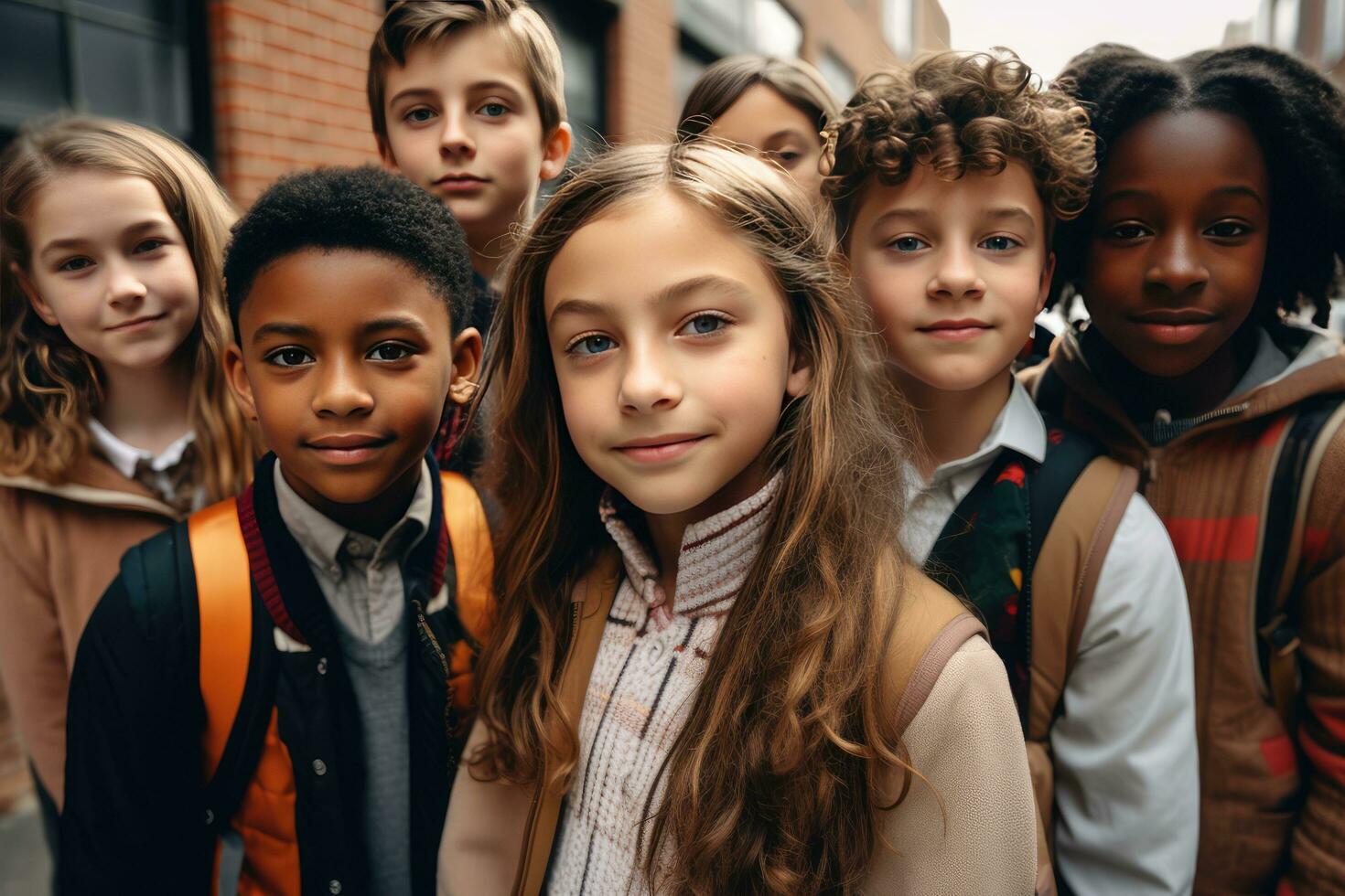 ai generato etnico diversità scuola bambini foto