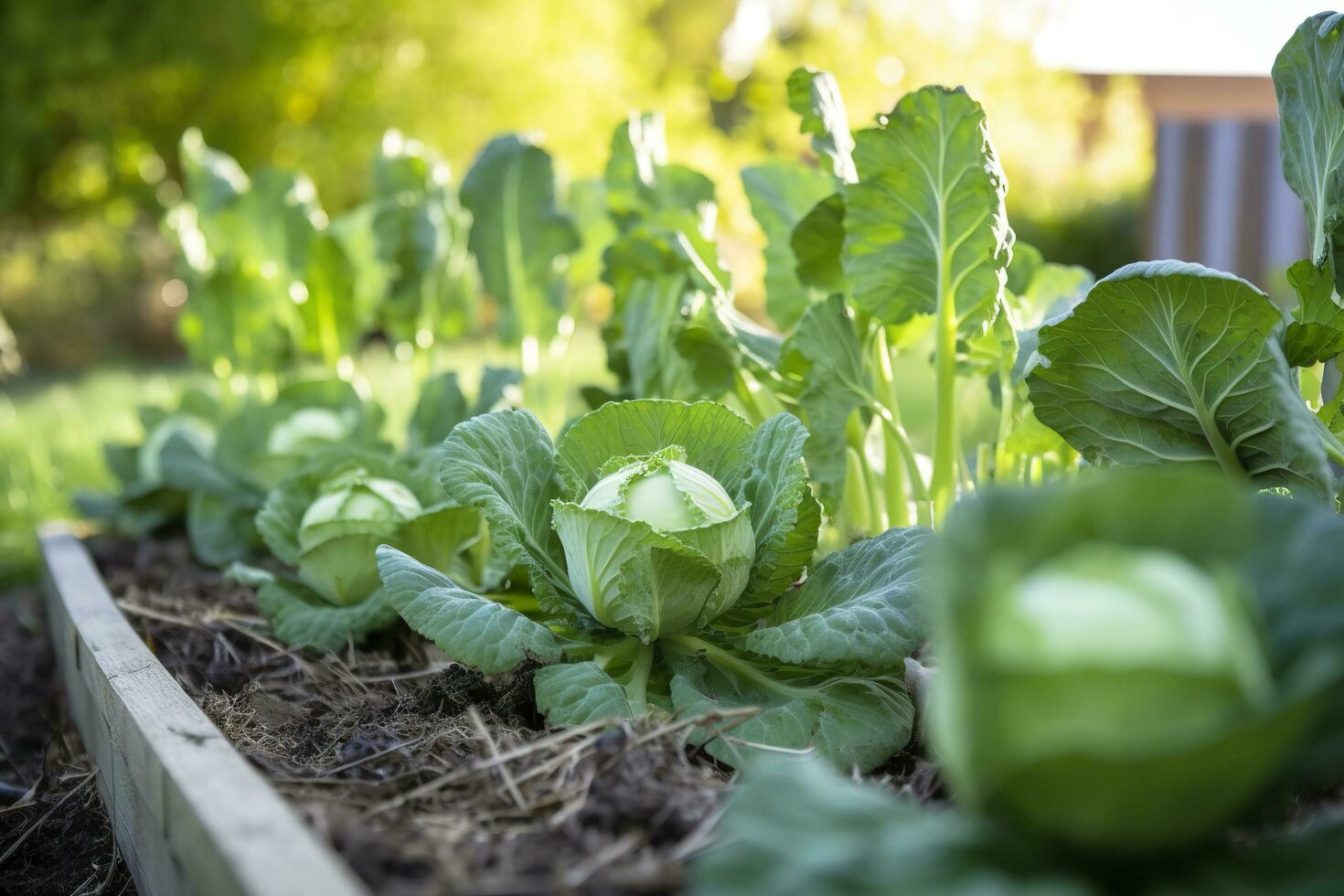 ai generato fresco biologico Bruxelles germogli in crescita nel il giardino. in crescita proprio frutta, verdure. ai generato foto