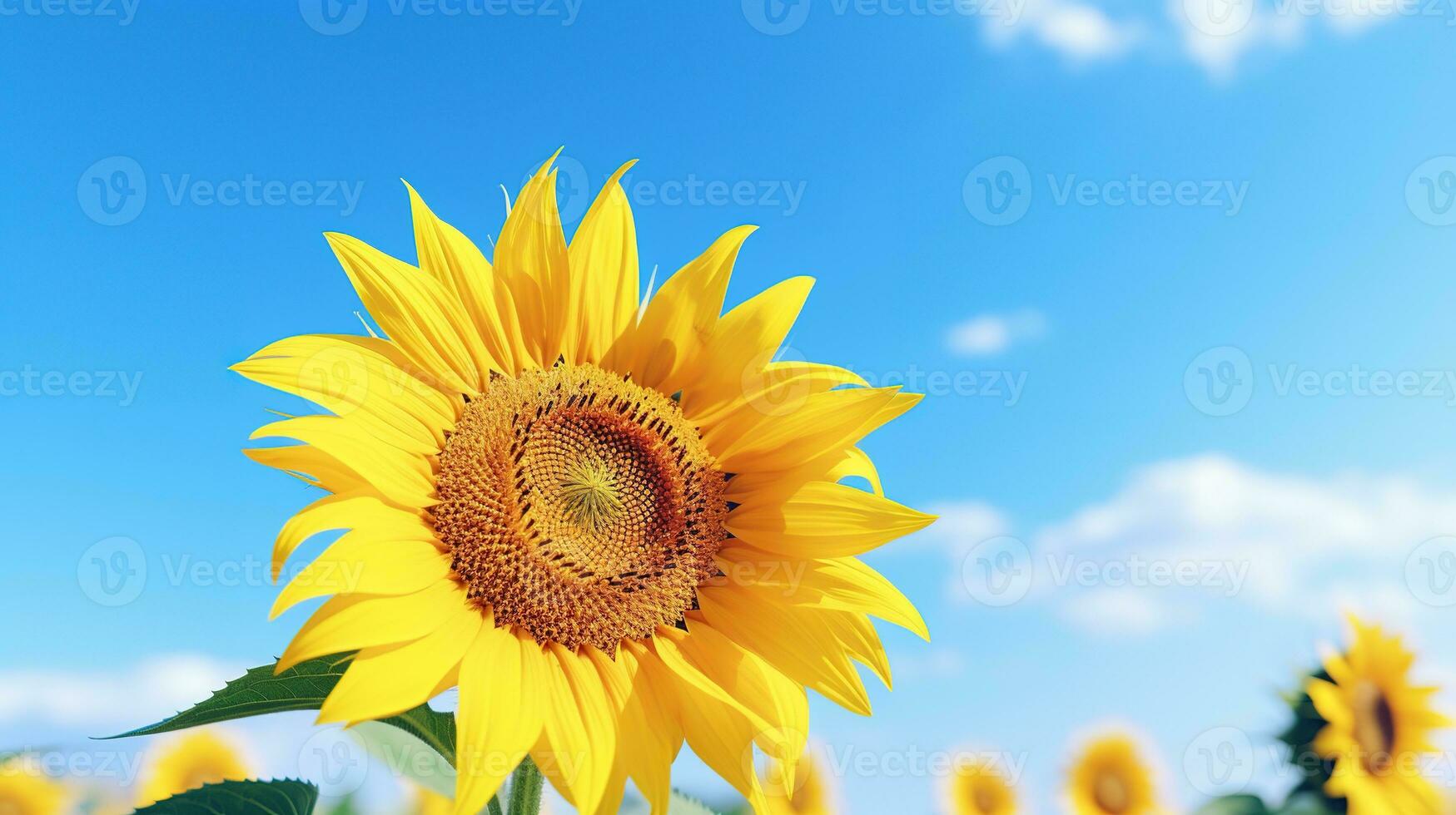 ai generato girasoli su campo, fiore, giardino, botanica, agricoltura foto