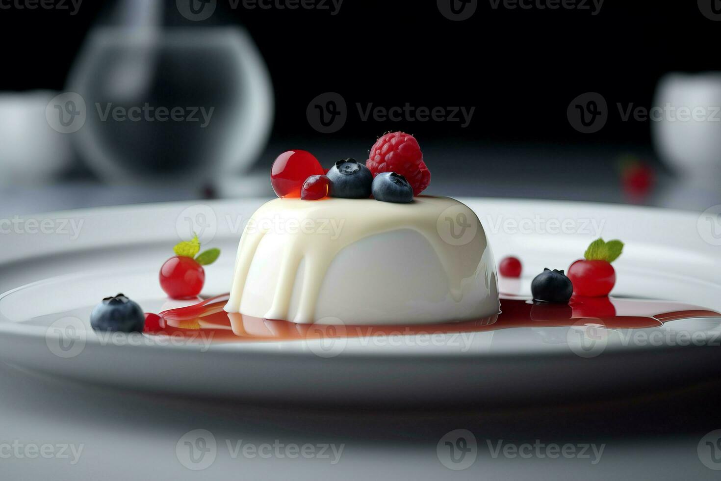 ai generato avvicinamento appena panna cotta dolce. creare ai foto