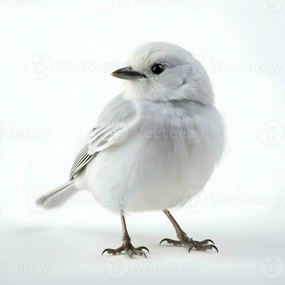ai generato bianca uccello carino su bianca sfondo. alto qualità. ai generativo foto