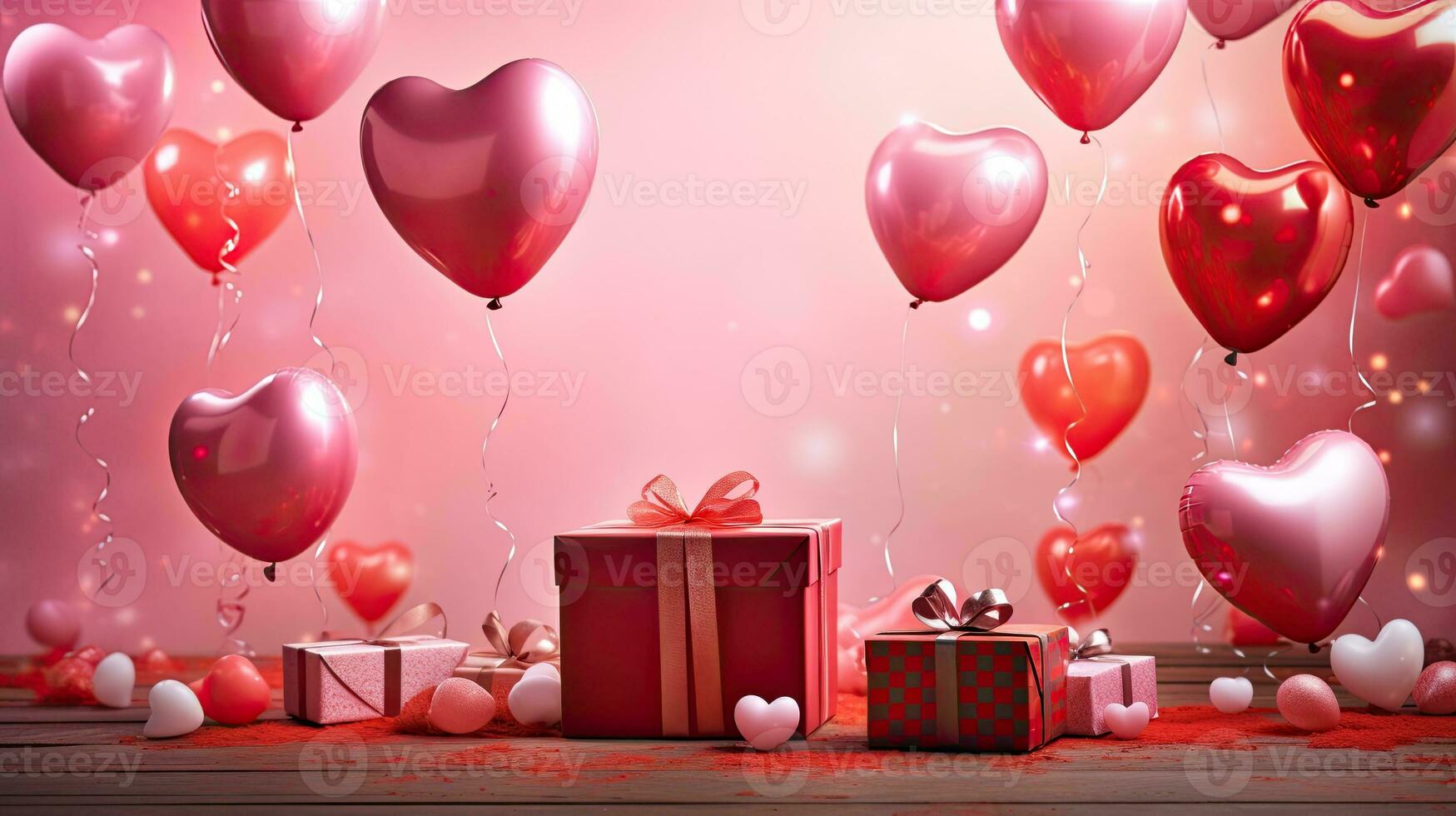 ai generato lusso regalo scatola con cuore Palloncino ai generativo foto