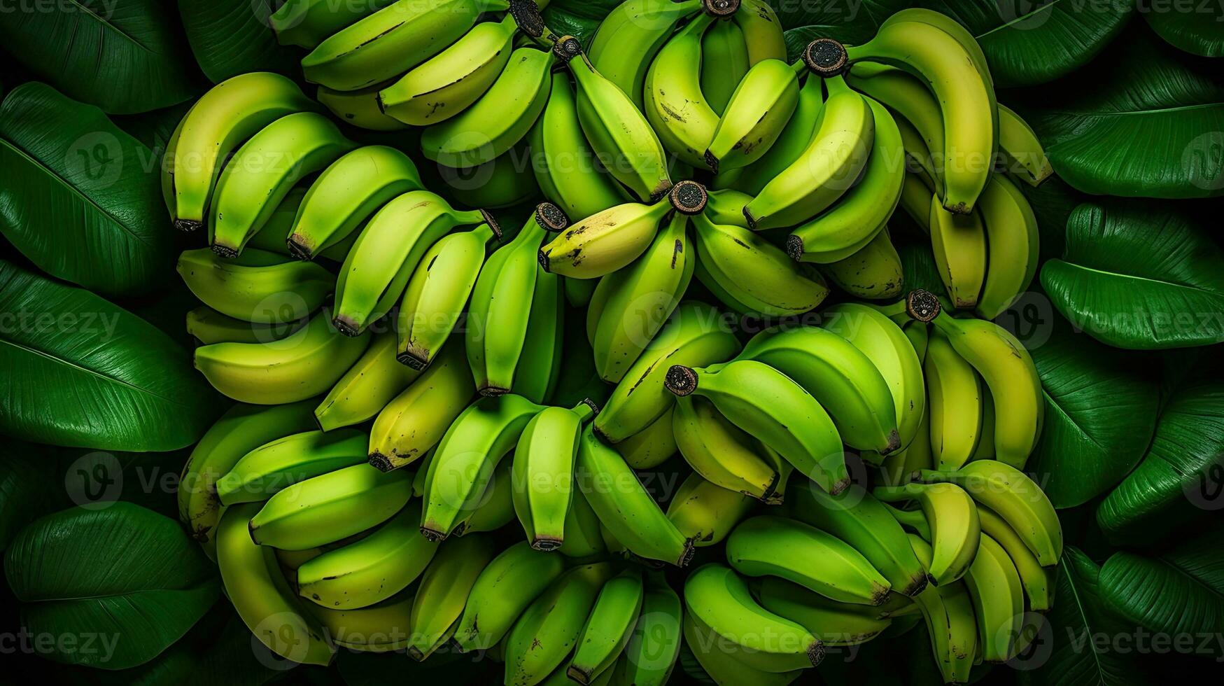 ai generato ritratto verde Banana con foglia ai generativo foto