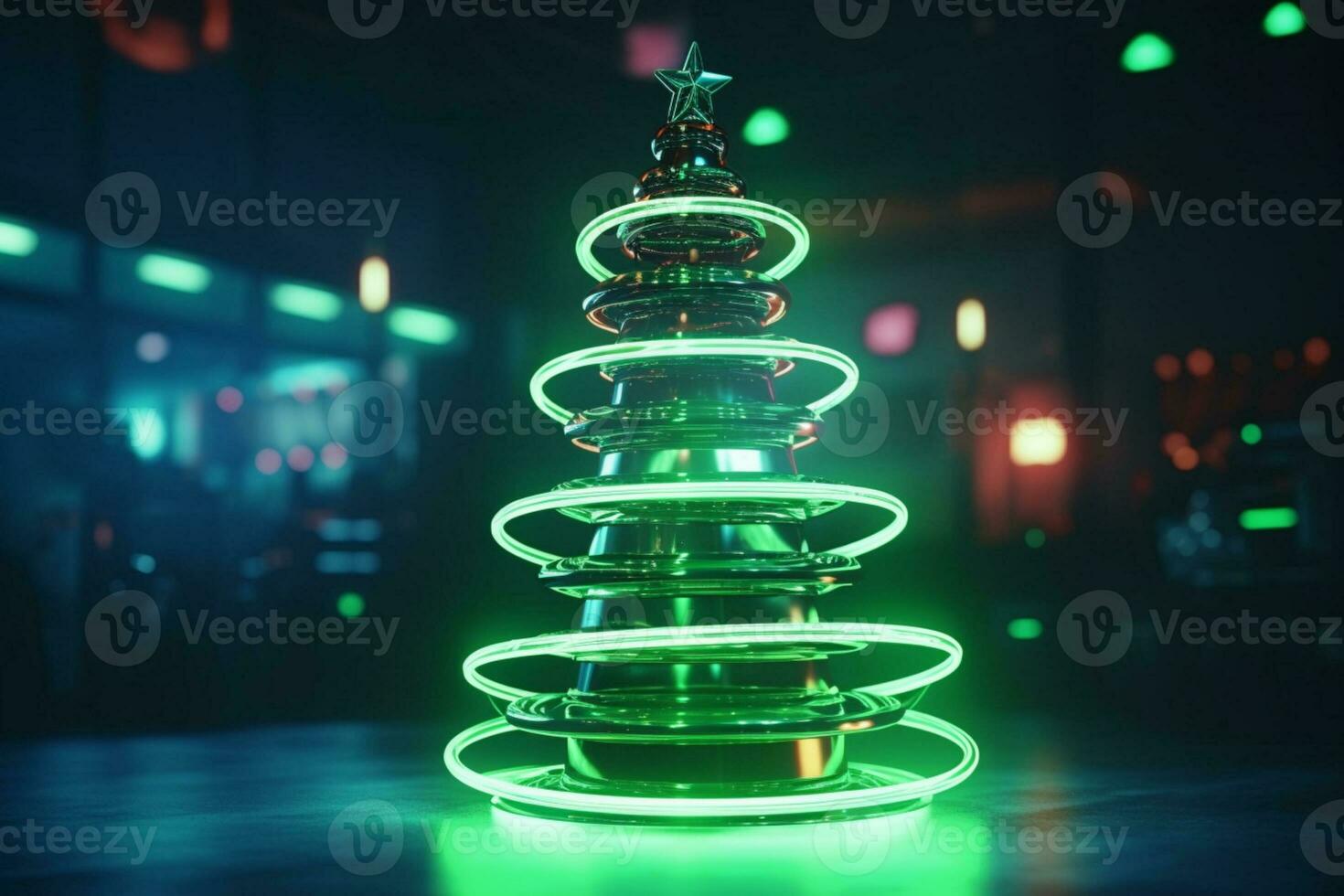 ai generato Natale albero concetto fatto di leggero pista tecnologia concetto foto