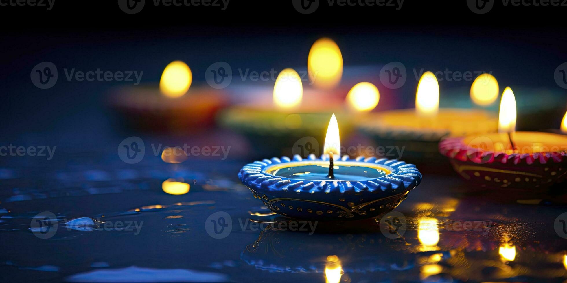 ai generato contento diwali. diya olio lampade erano illuminato durante il celebrazione. ai generato foto