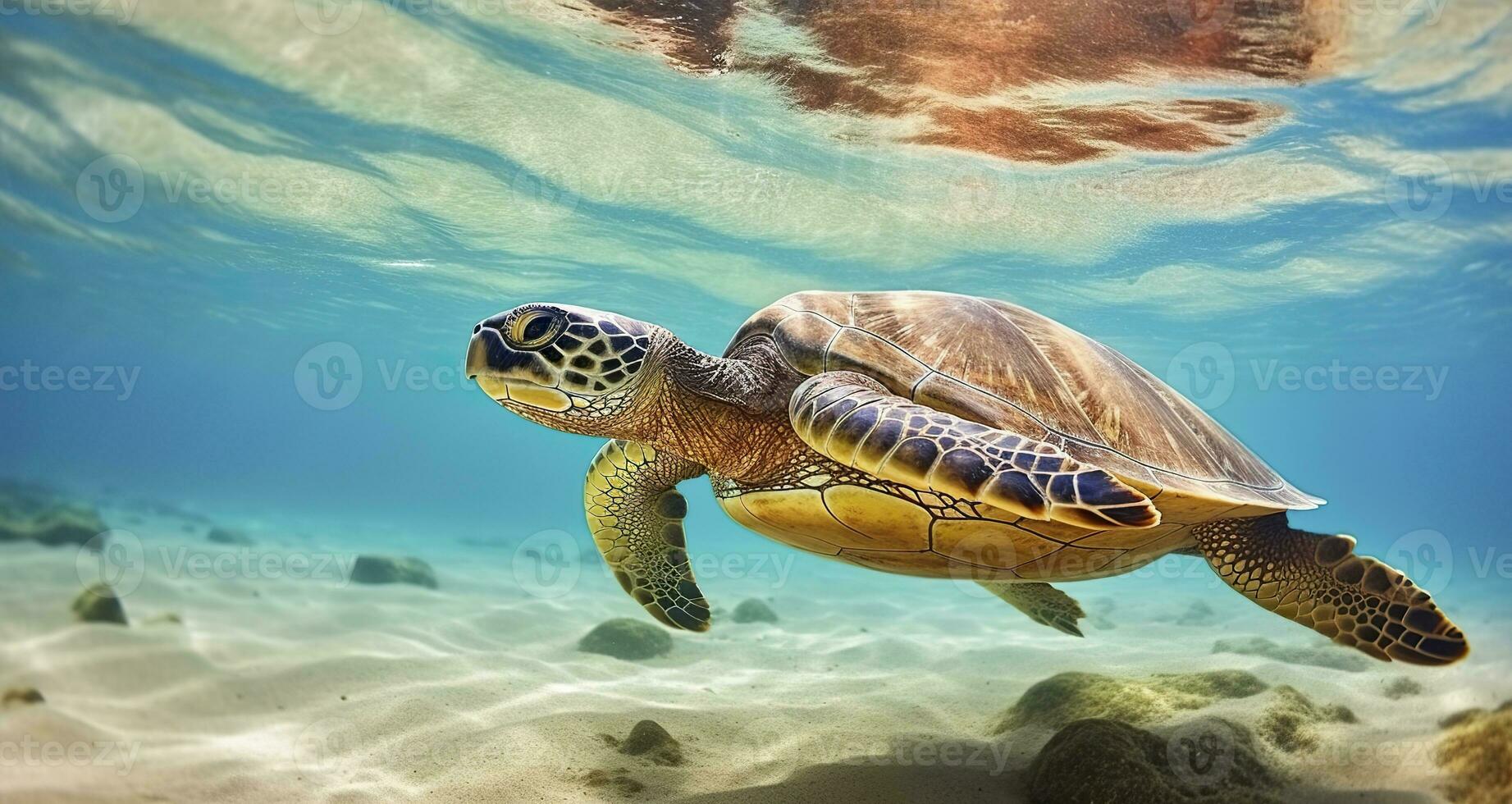 ai generato foto di mare tartaruga nel il galapagos isola. generativo ai