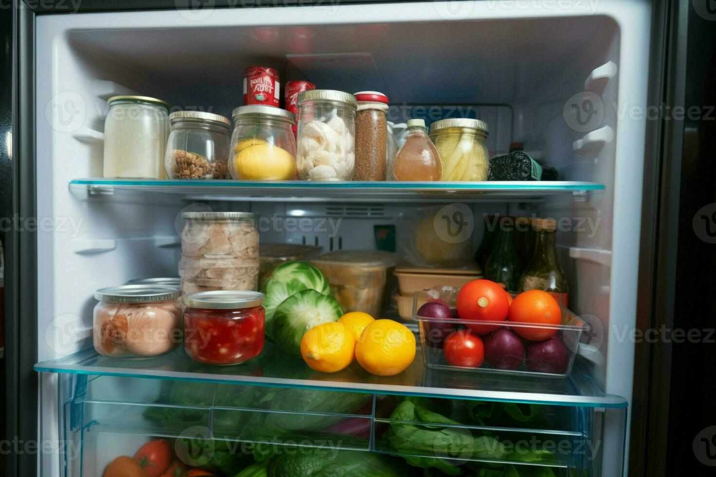 ai generato fresco a partire dal il frigo assunzione su un' cibo contenitore per un' delizioso trattare ai generato foto