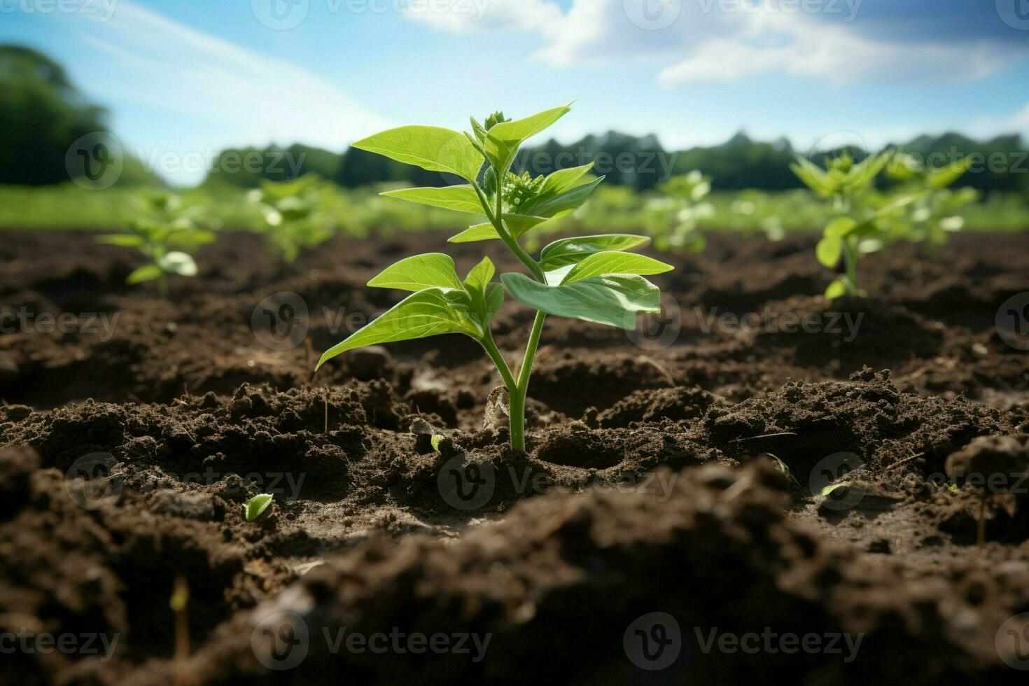 ai generato verde iniziativa nuovo albero piantato come parte di il combattimento contro clima modificare ai generato foto