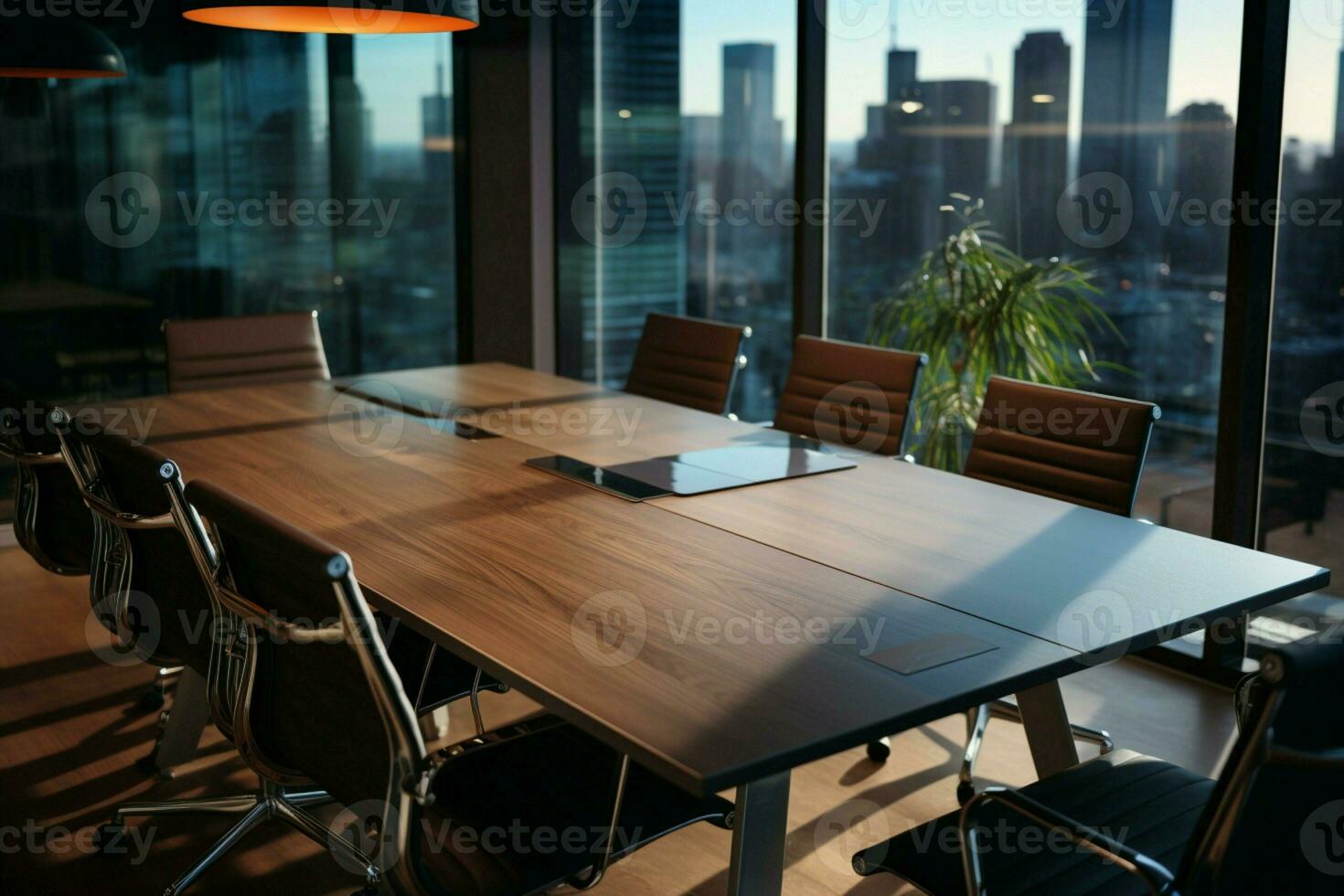 ai generato ufficio sala del consiglio moderno conferenza camera per attività commerciale negoziati e incontri foto