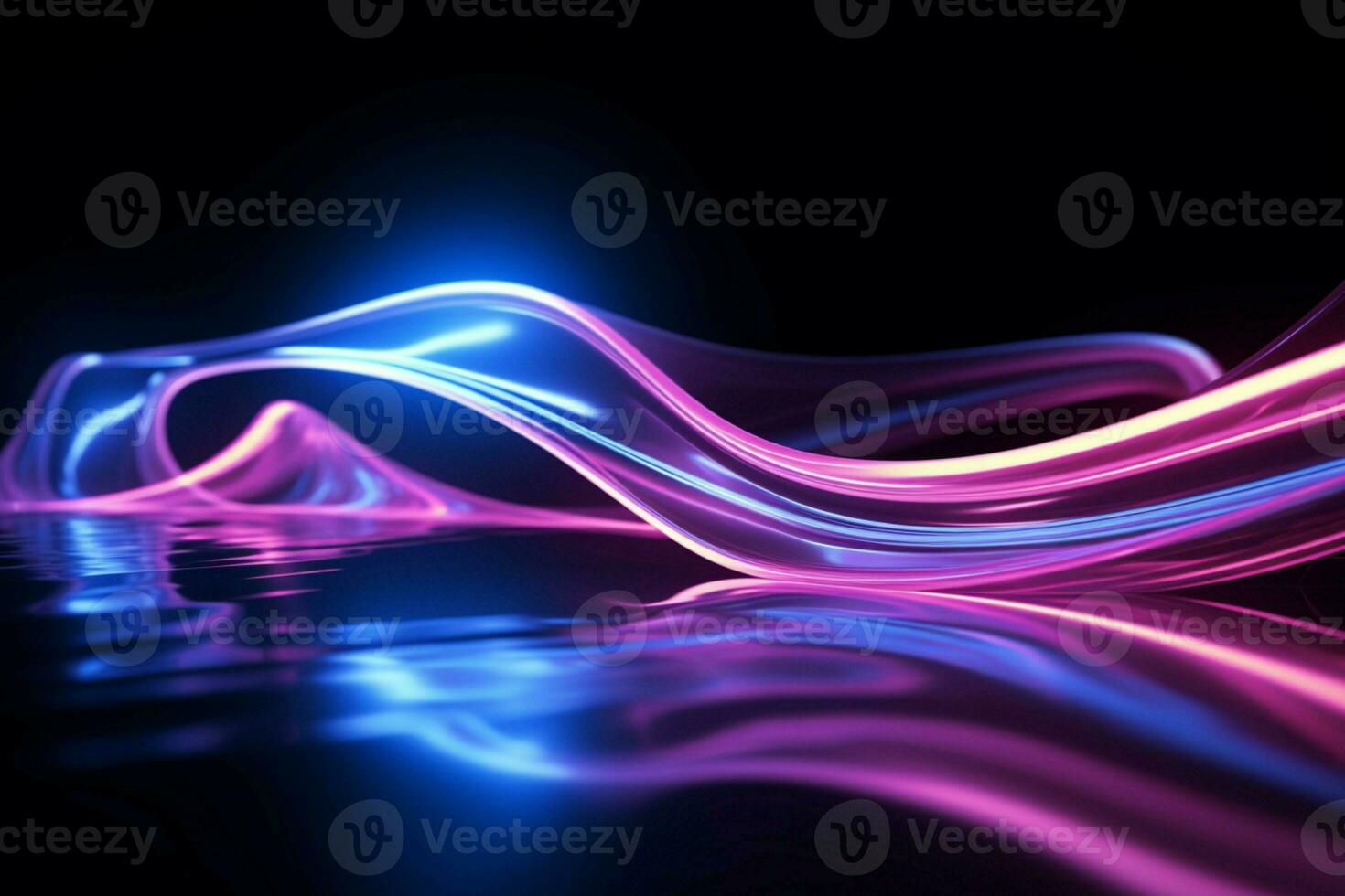 ai generato vivido 3d rendere con fantastico curve, blu e rosa illuminazione foto