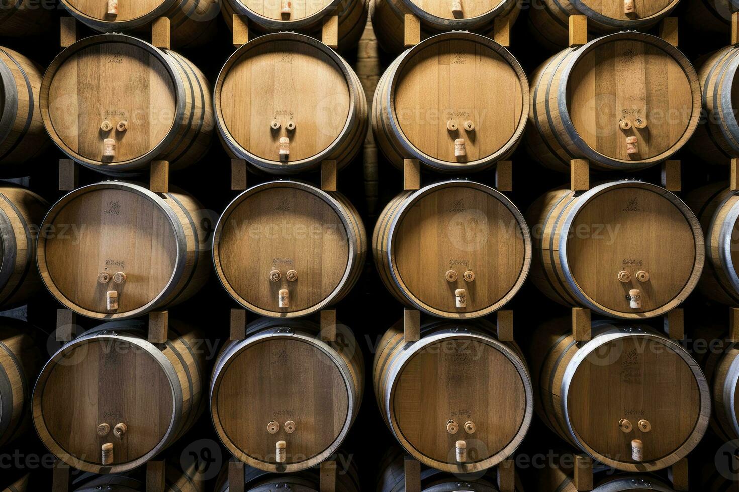 ai generato di legno quercia porta botti nel pulito righe. ai generato foto