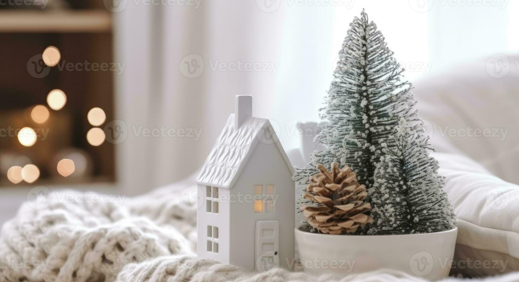 ai generato un' accogliente concetto di festivo casa decorazione per Natale. ai generato foto