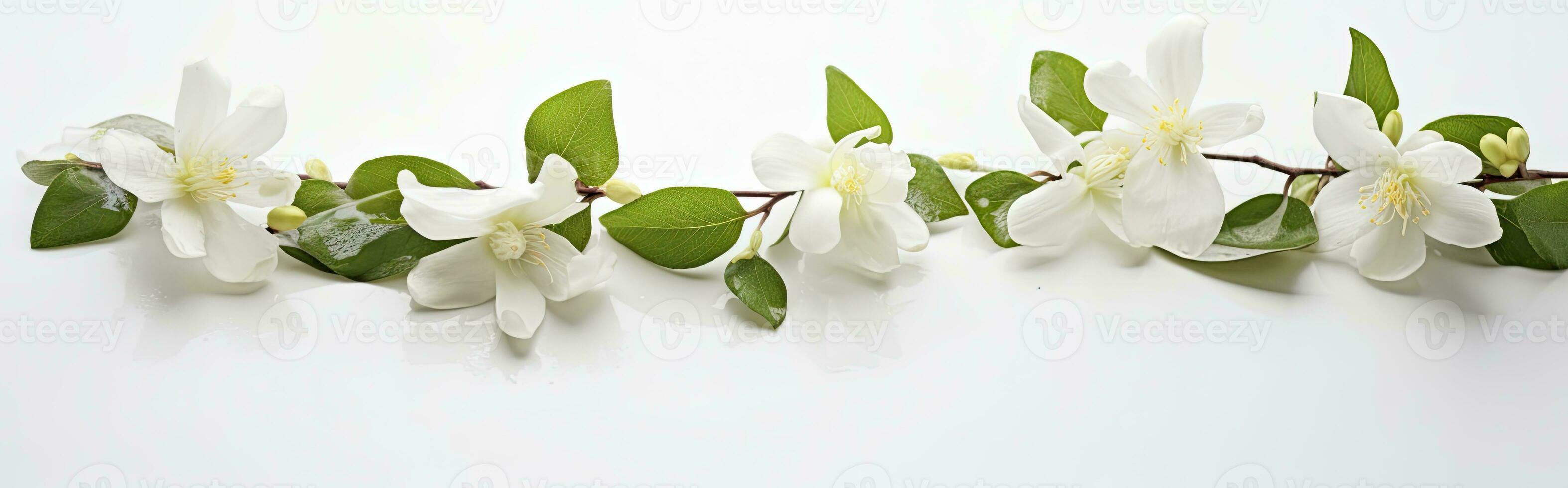 ai generato gelsomino fiori su bianca superficie. ai generato foto