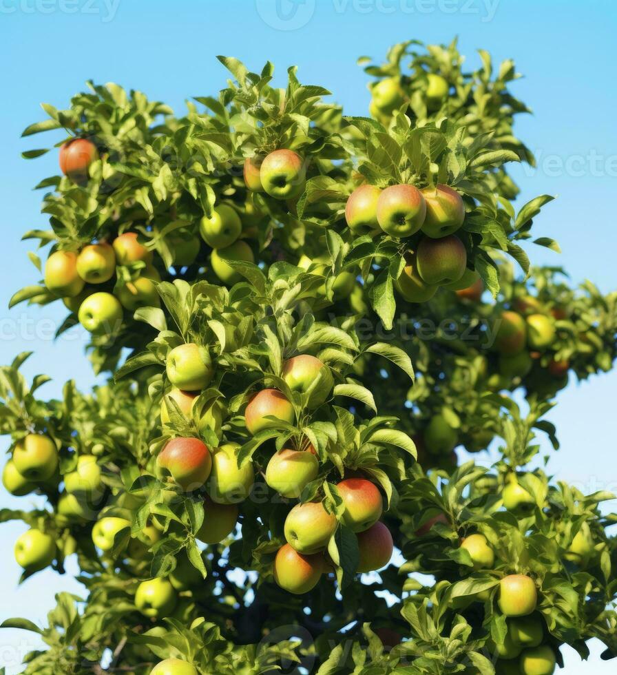 ai generato un' bellissimo verde Mela albero. ai generato foto