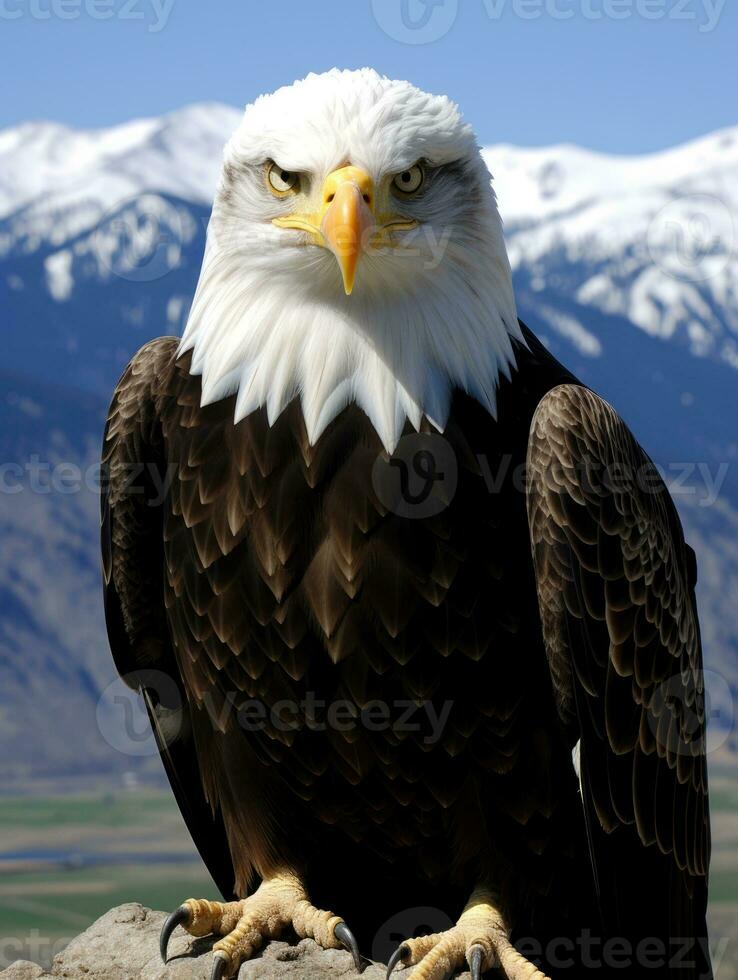 ai generato americano Calvo aquila nel il natura sfondo foto