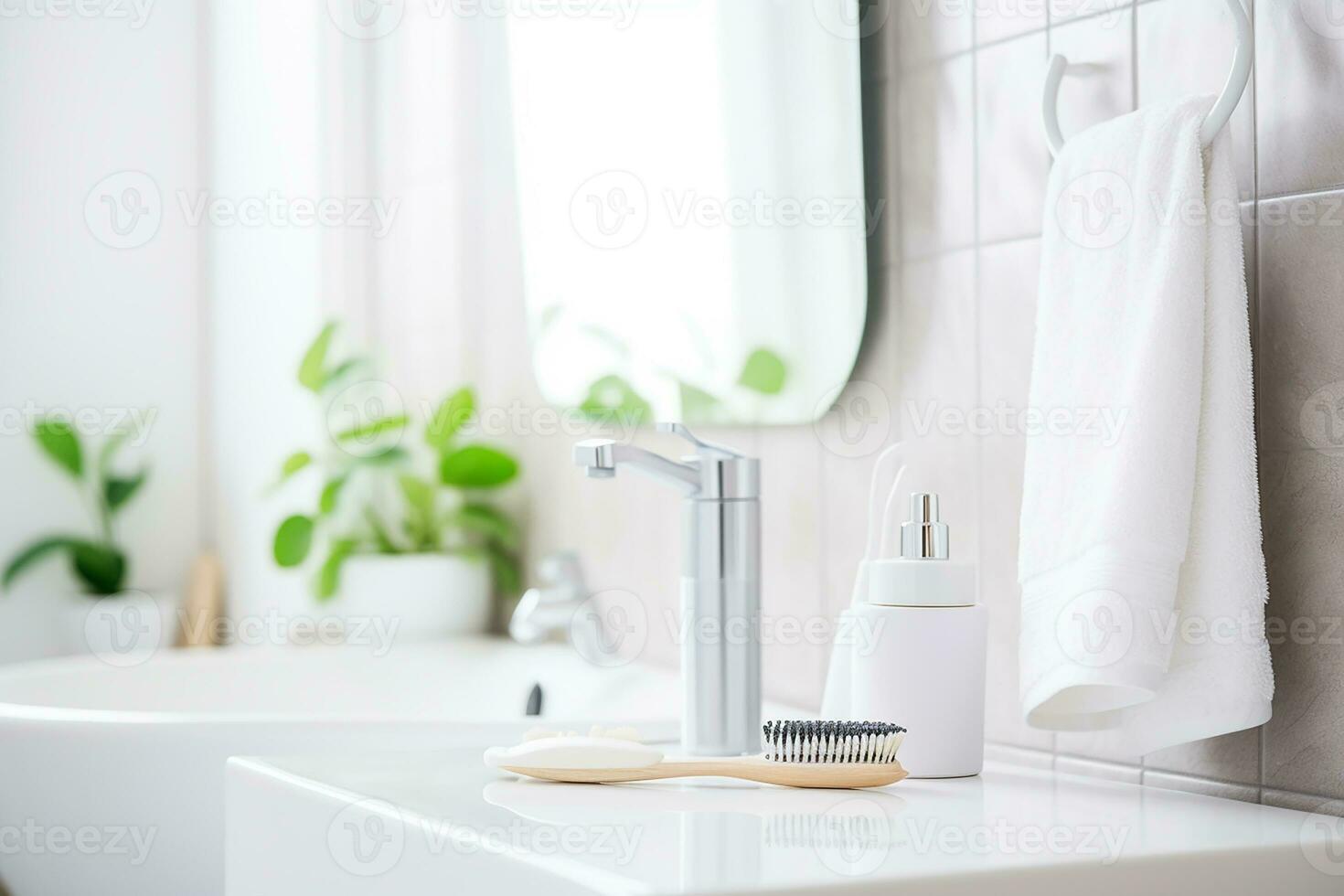 ai generato davanti Visualizza di eco cosmetici concetto bagno essenziale foto