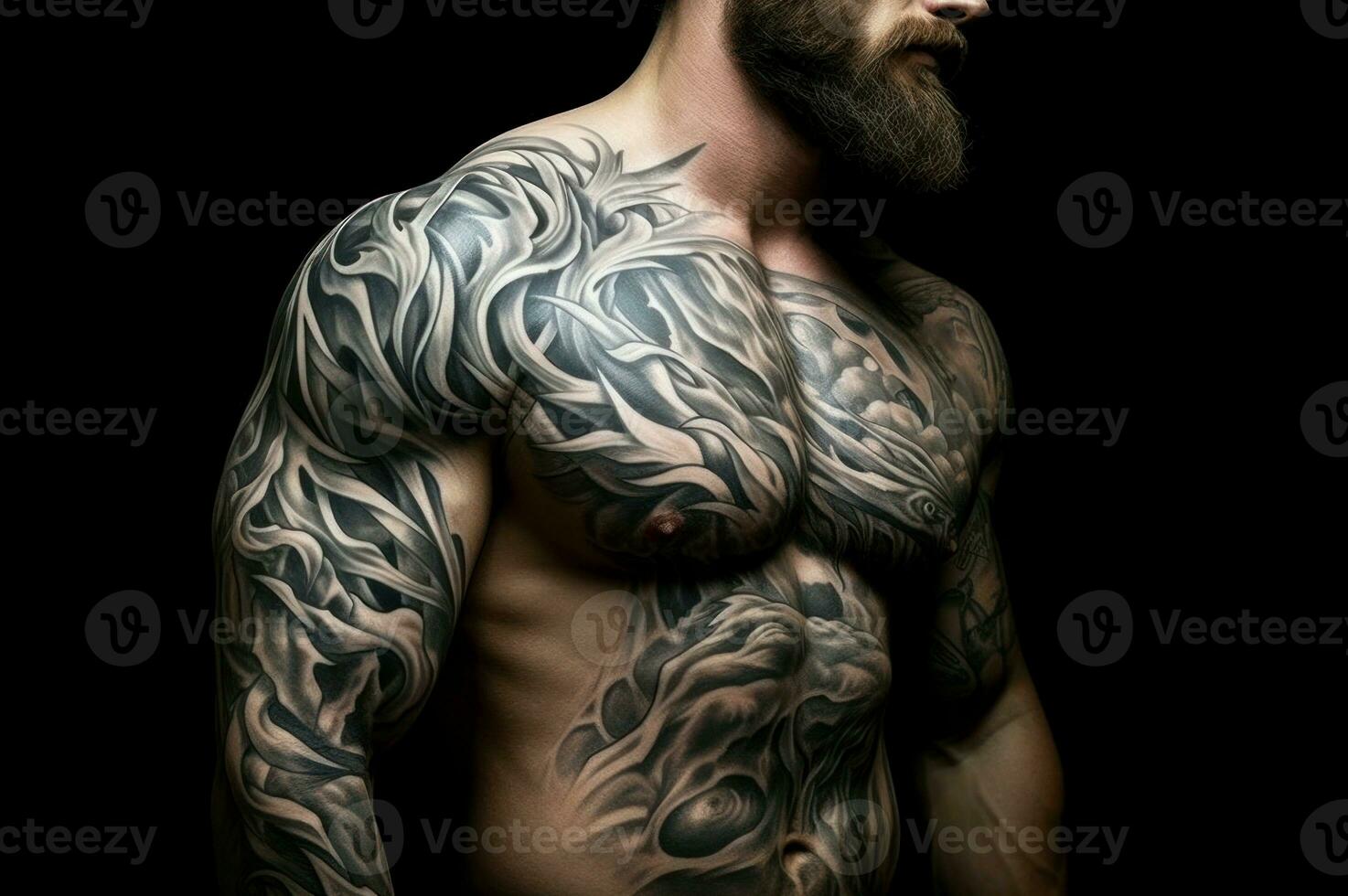 ai generato uomo tatuaggi muscolo. creare ai foto