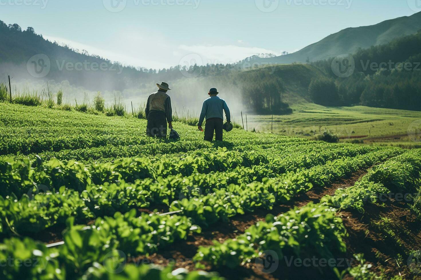 ai generato sostenibile biologico agricoltura eco-friendly pratiche nel lussureggiante verdura foto