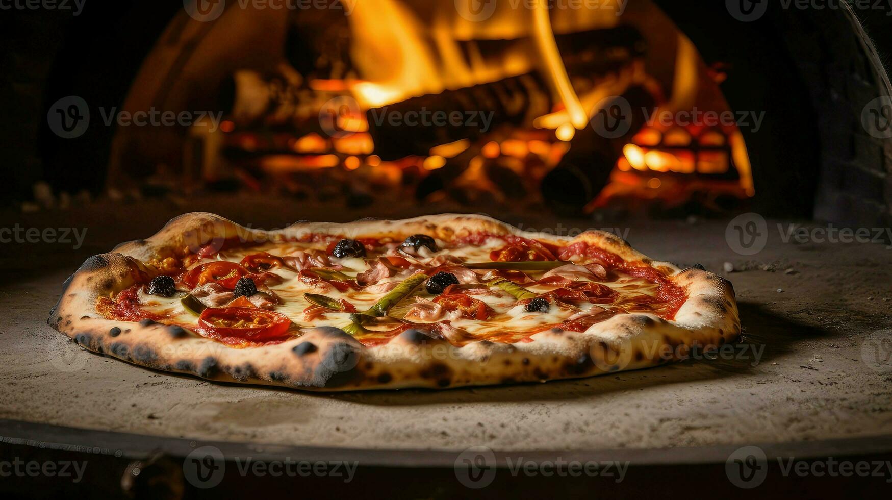 ai generato formaggio mediterraneo Pizza cibo foto