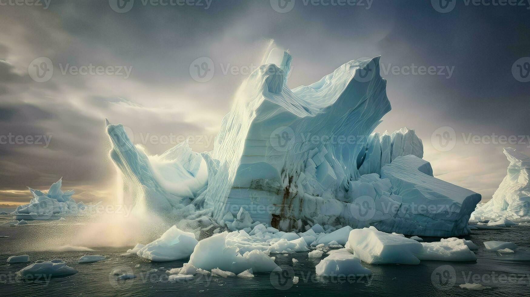 ai generato artico asciutto bacino iceberg foto