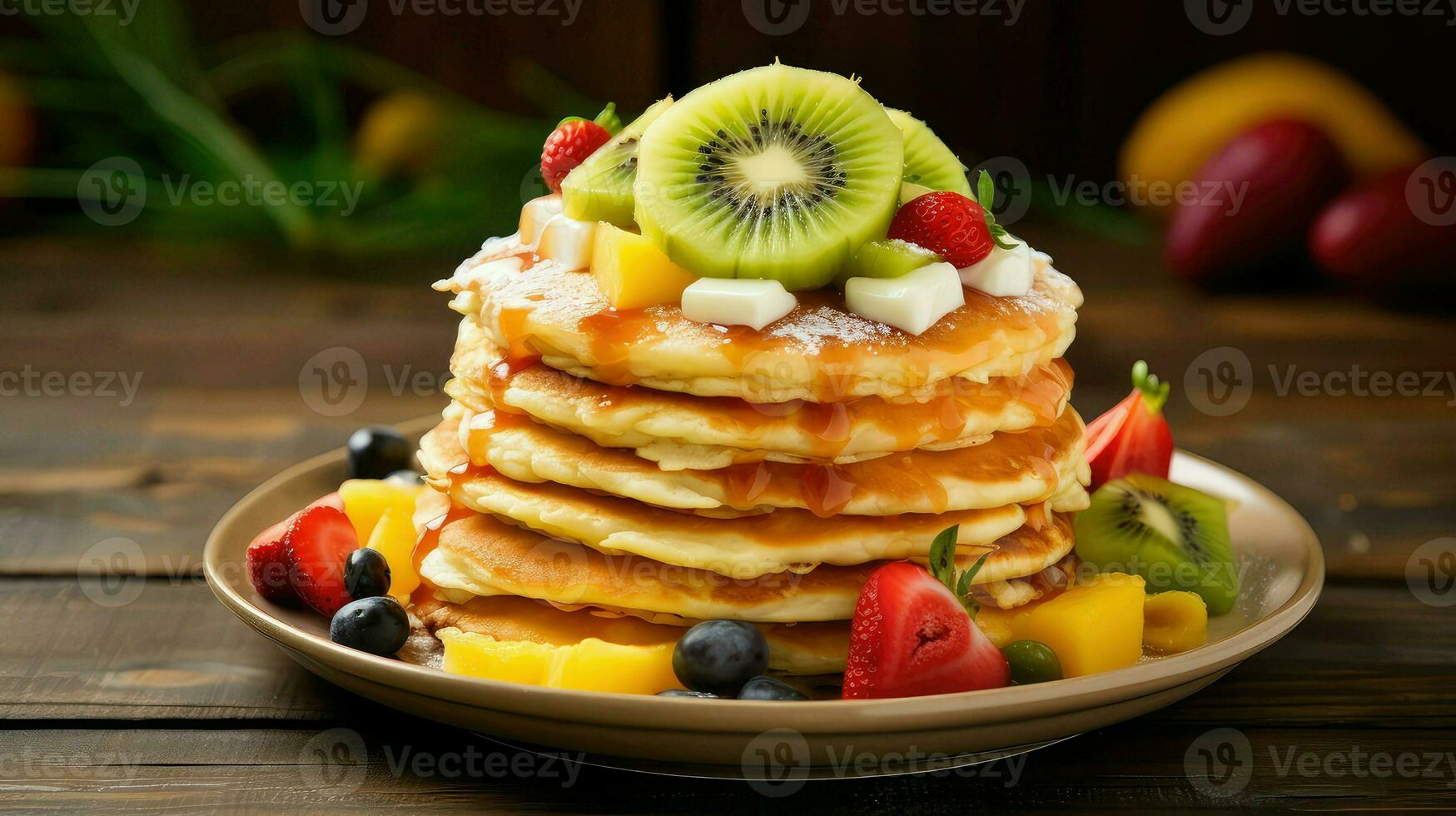 ai generato mirtillo frutta pancake cibo foto