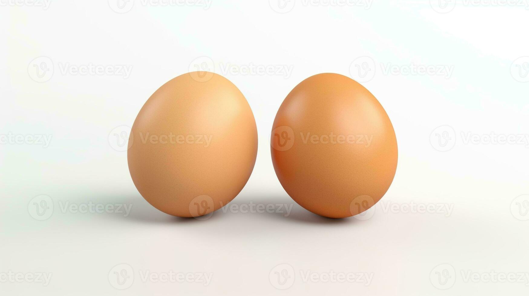 ai generato Due uova su bianca sfondo. proteina, ranch azienda agricola, salutare cibo foto