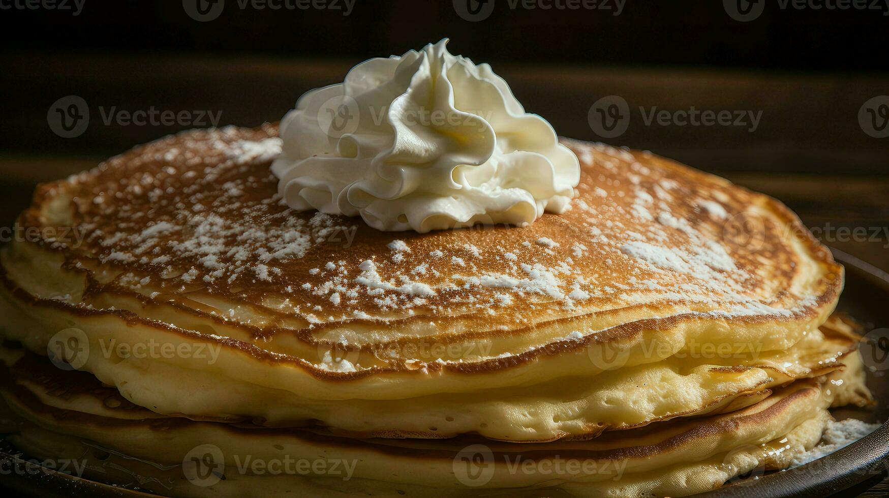 ai generato sciroppo burro di latte pancake cibo foto