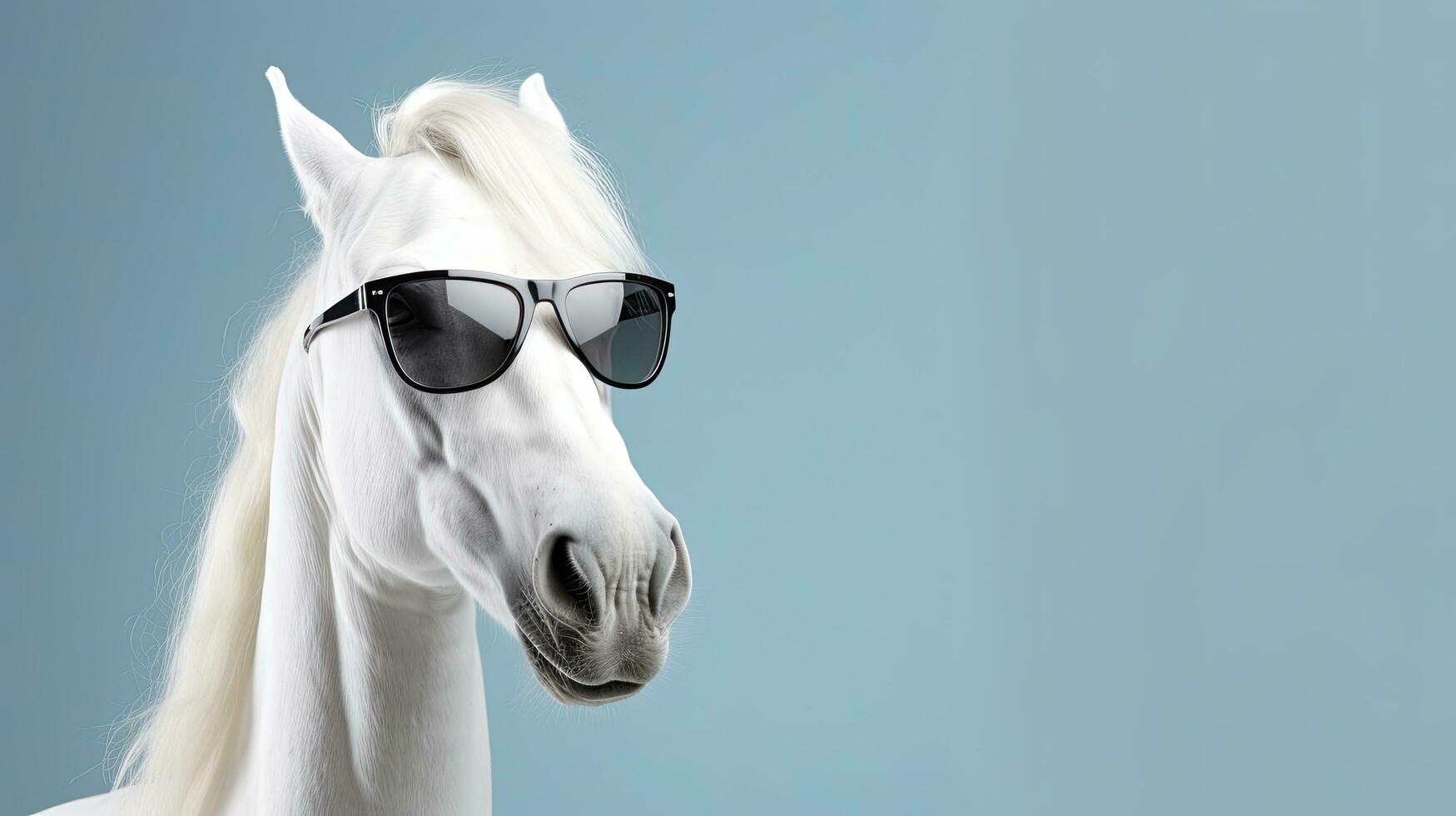 ai generato divertente cavallo nel occhiali da sole foto