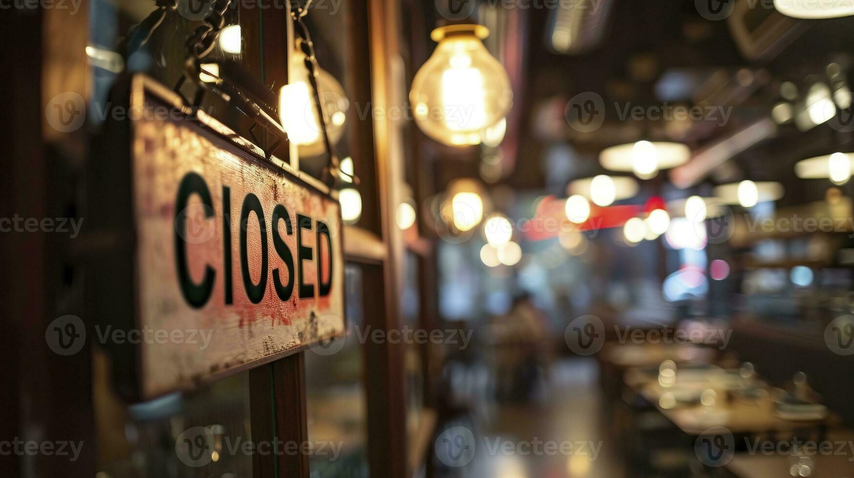 ai generato cartello con il testo chiuso a il ristorante. foto