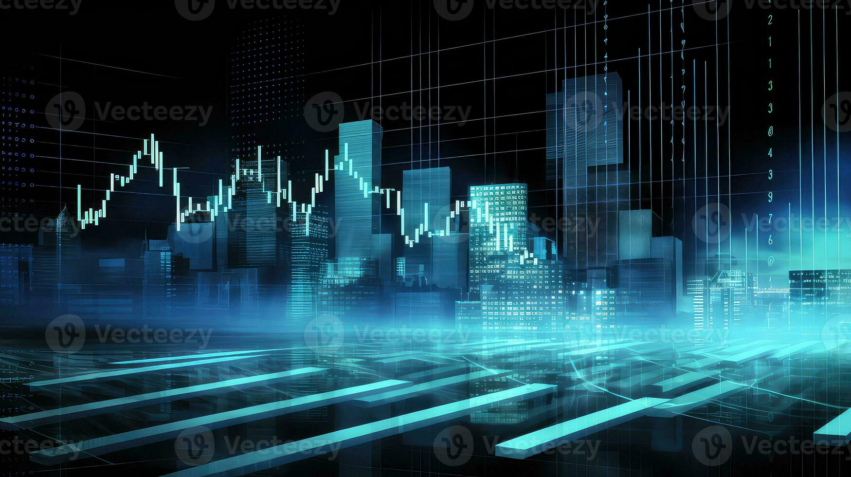 ai generato azione mercato grafico su digitale sfondo. attività commerciale e finanziario concetto. foto