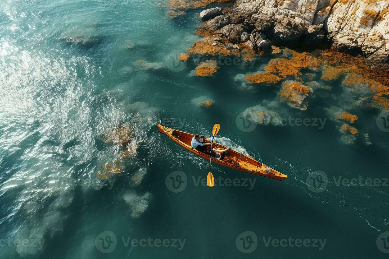 ai generato fuco Visualizza di persone andando kayak foto