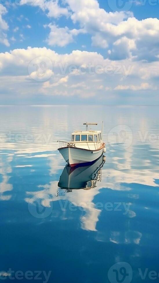 ai generato minimalista foto un' nave su mare