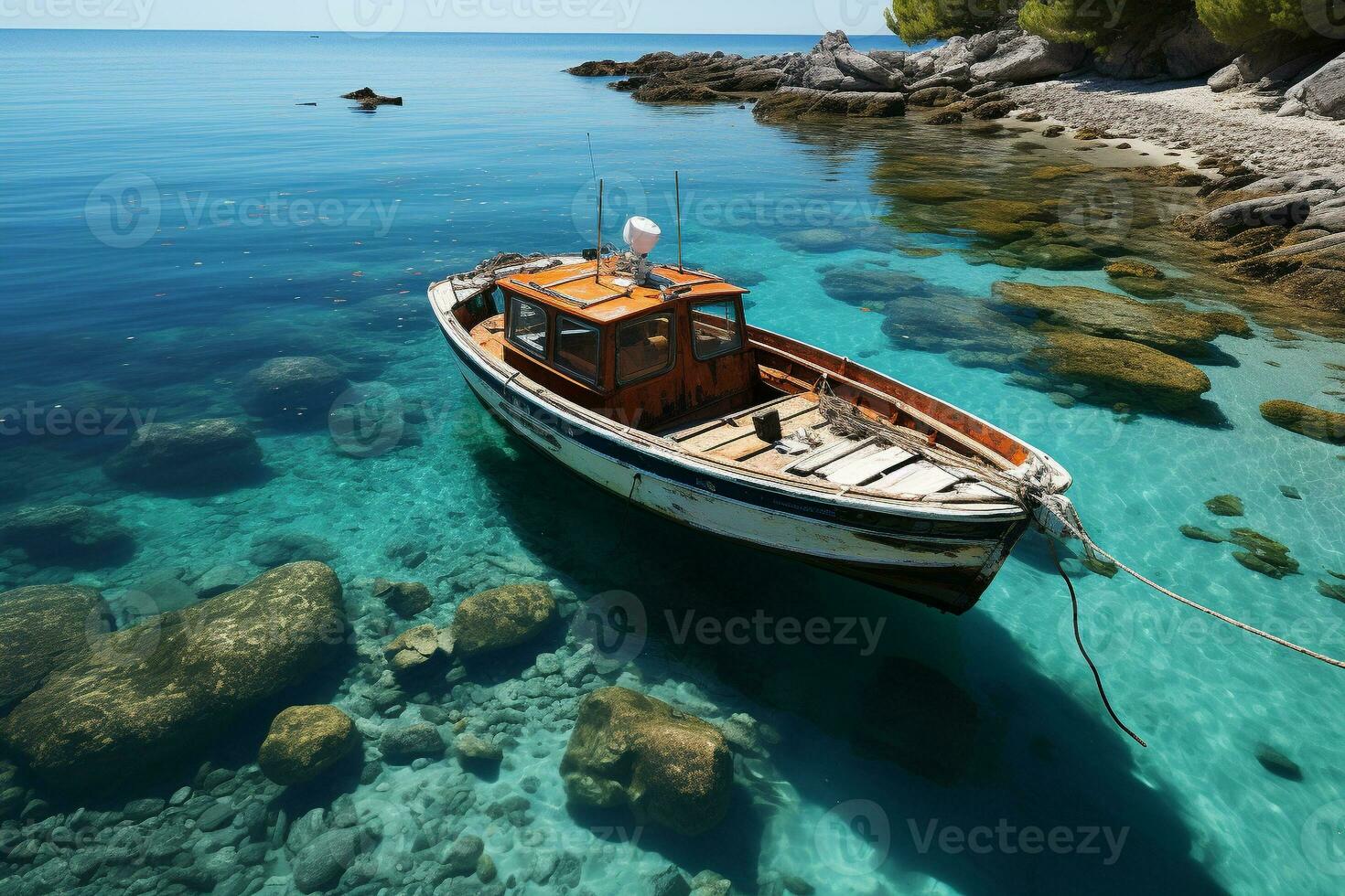 ai generato minimalista foto un' nave su mare