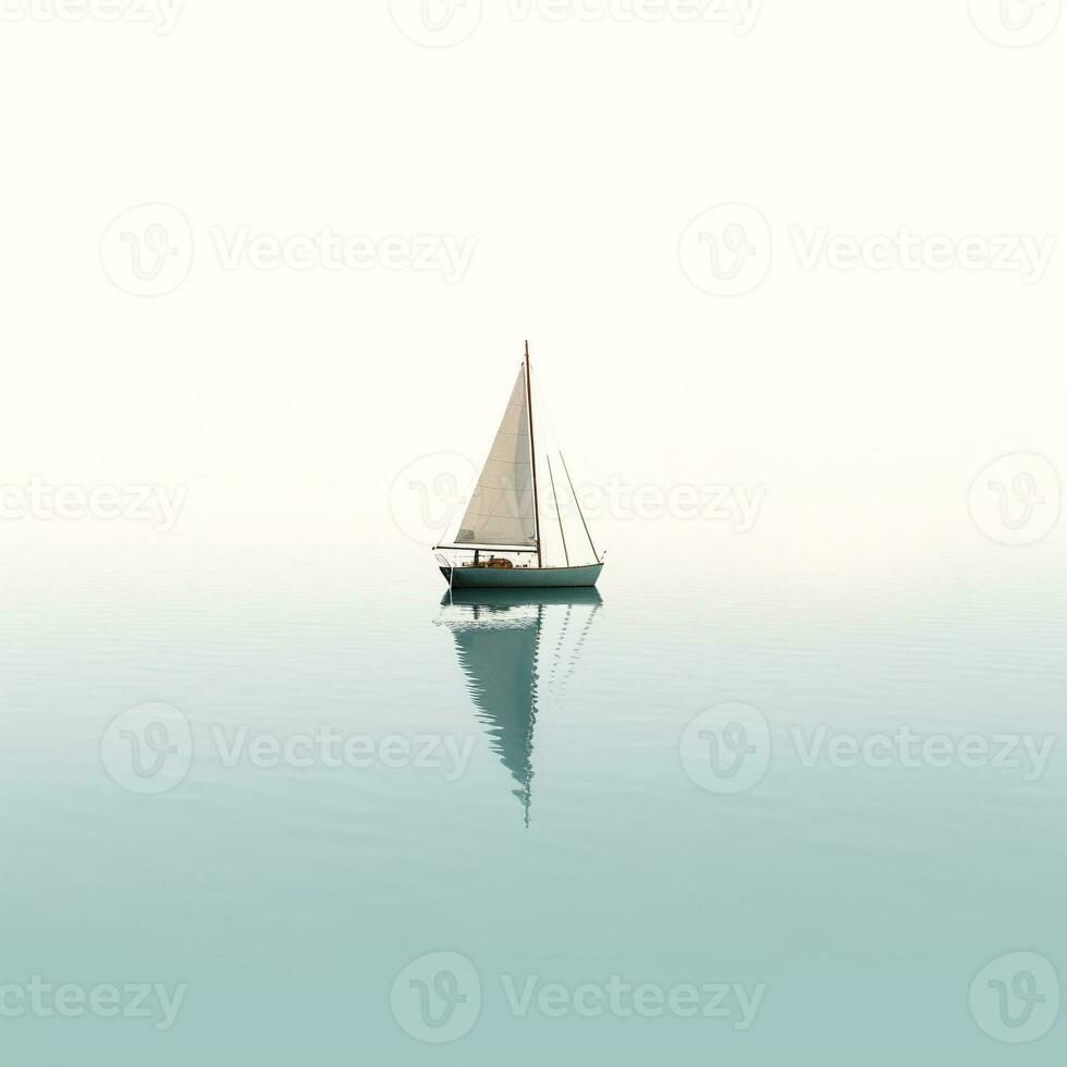 ai generato minimalista foto un' nave su mare
