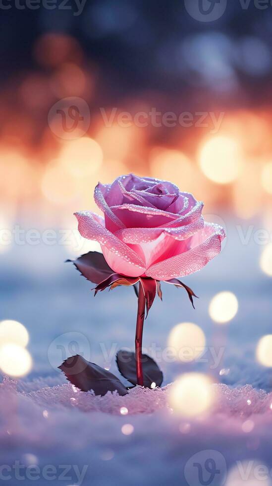 ai generato rosa rosa e un' rosso velluto gioielleria scatola. contento San Valentino giorno saluto carta concetto. ai generato Immagine foto