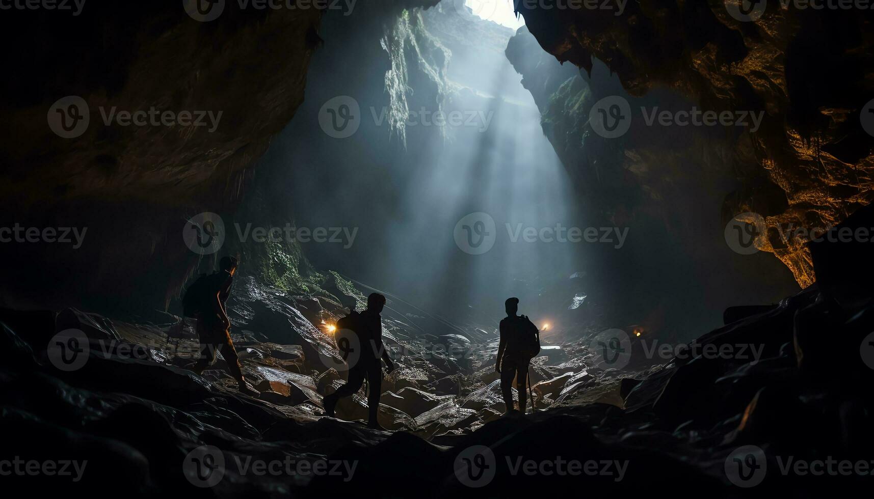 ai generato svelare misteri nel il profondità di speleologia foto