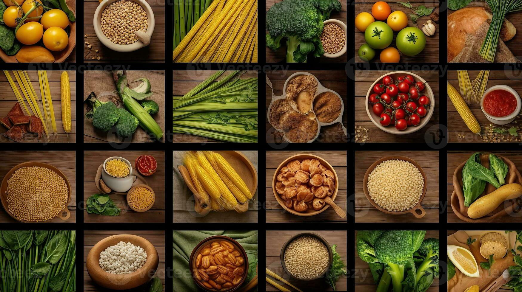 ai generato collage di cibo prodotti generativo ai foto