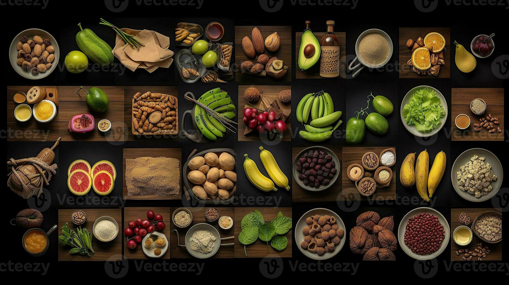 ai generato collage di cibo prodotti generativo ai foto