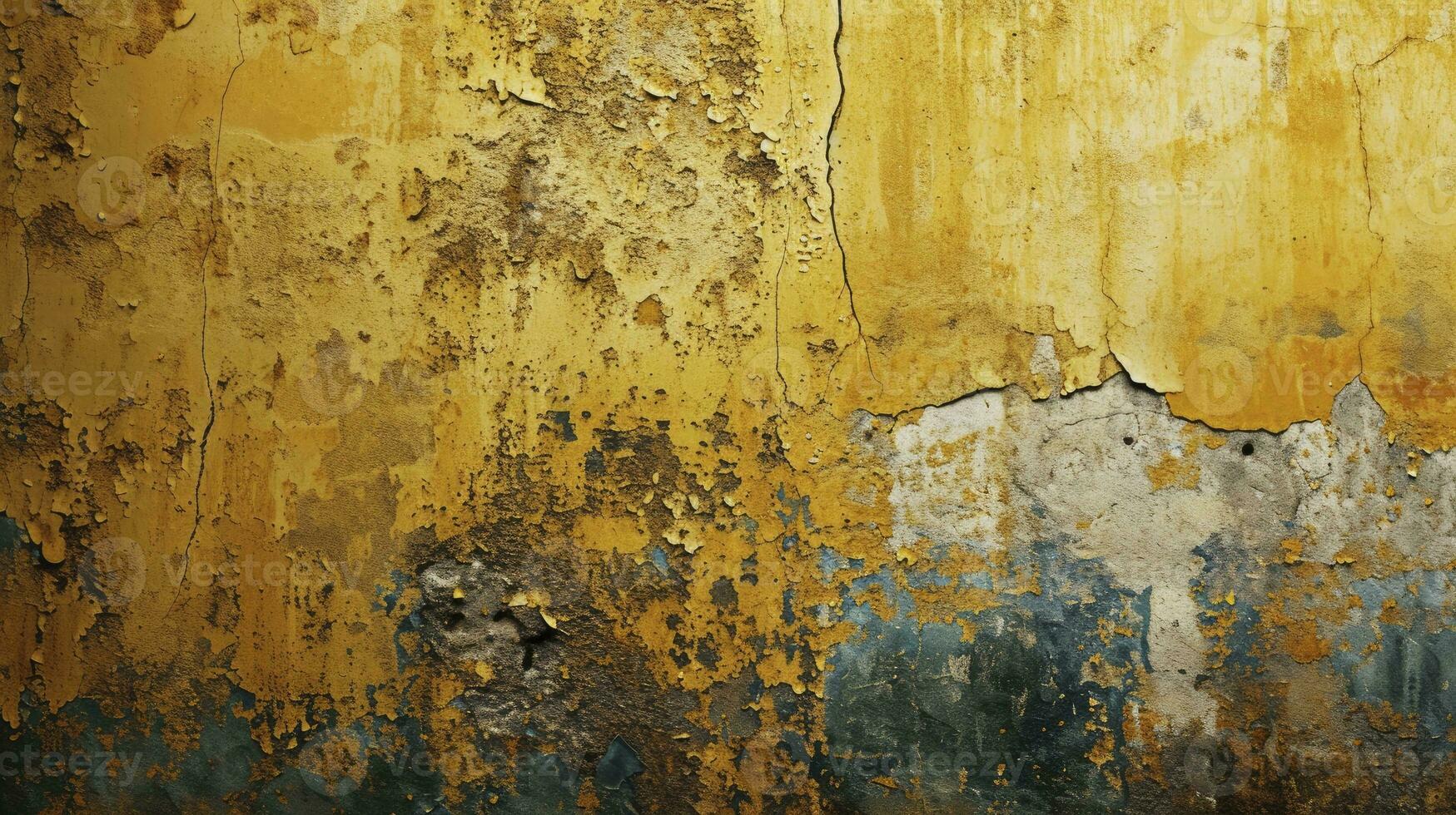 ai generato astratto oro Esposto alle intemperie parete dipinto sfondo. foto