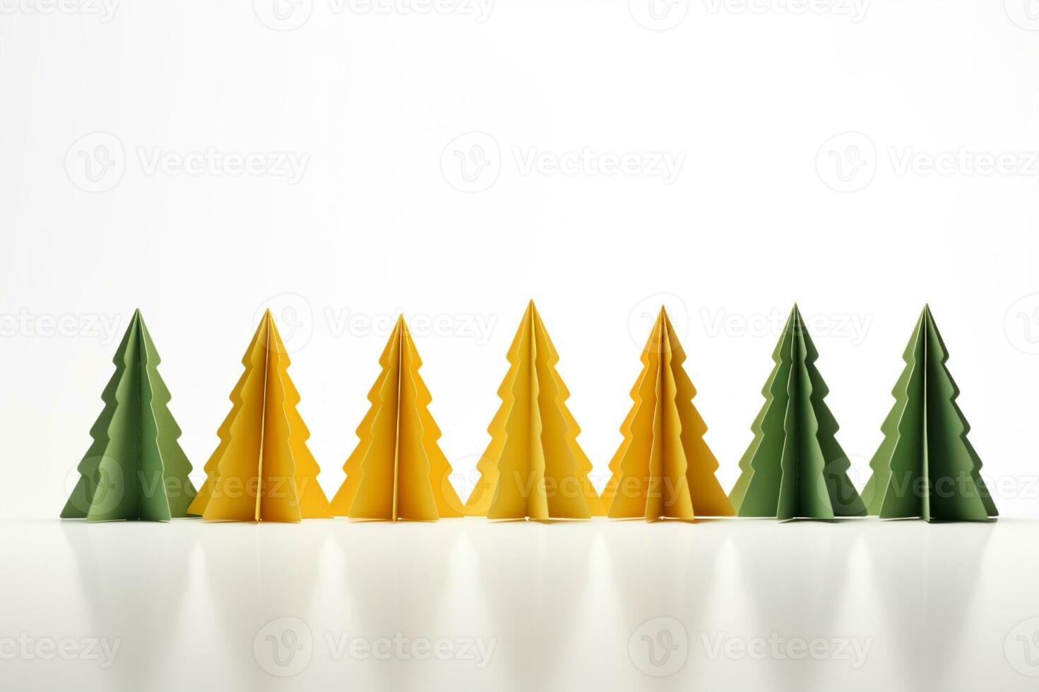 ai generato Natale albero nel carta stile su bianca sfondo foto