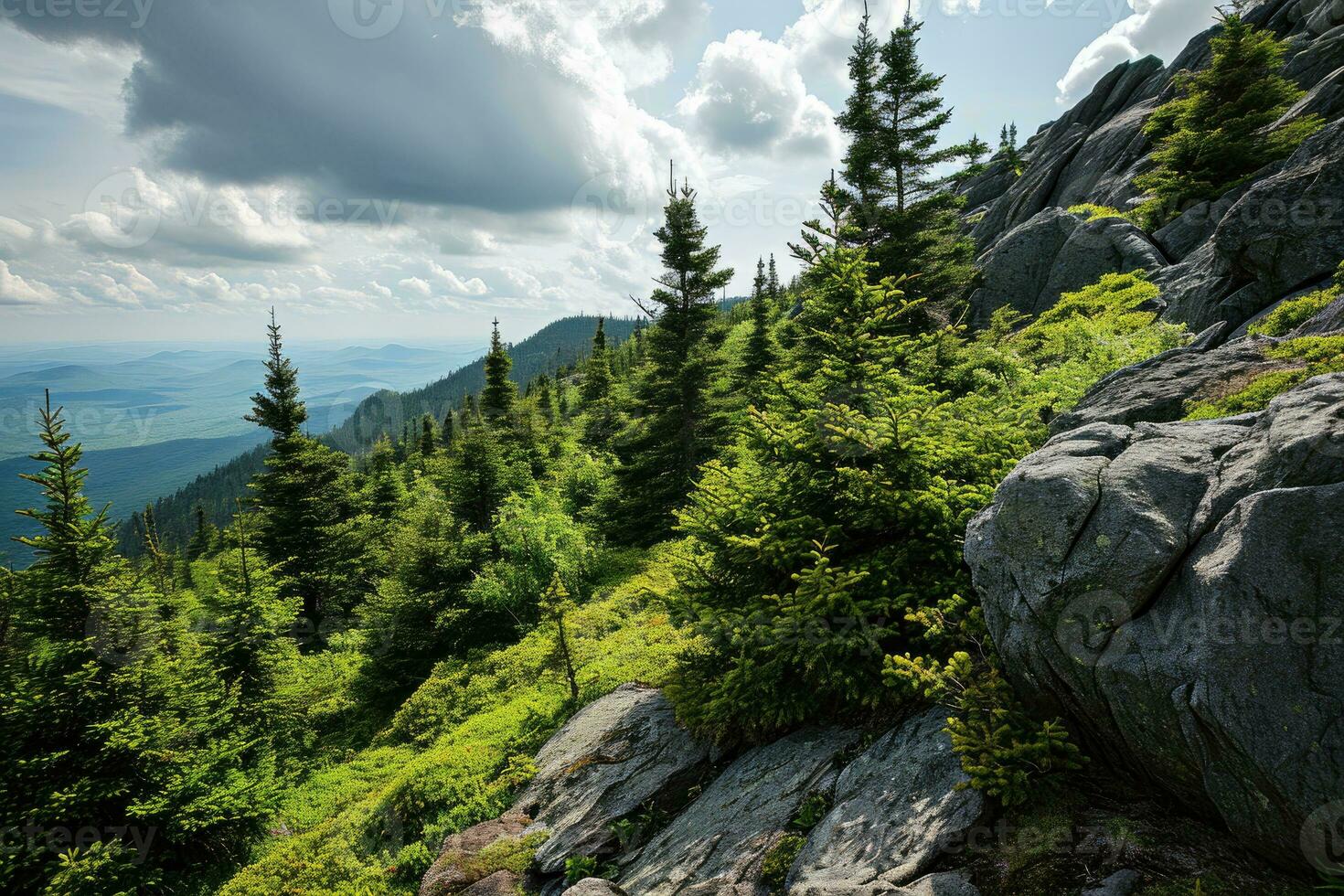 ai generato superiore di il montagna escursioni a piedi professionale fotografia foto