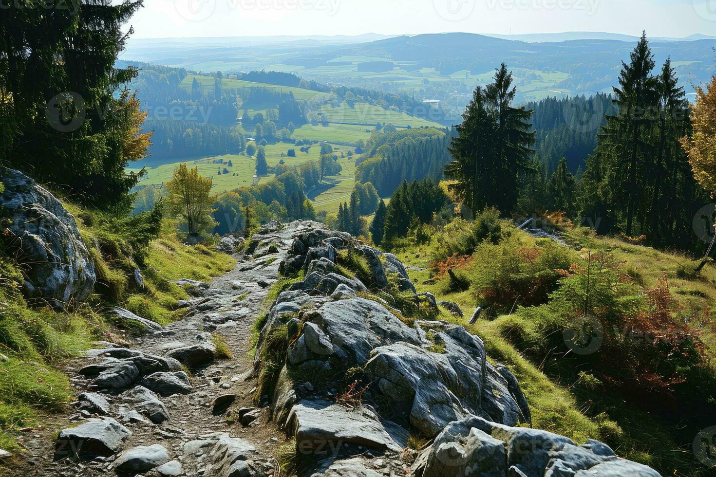 ai generato superiore di il montagna escursioni a piedi professionale fotografia foto