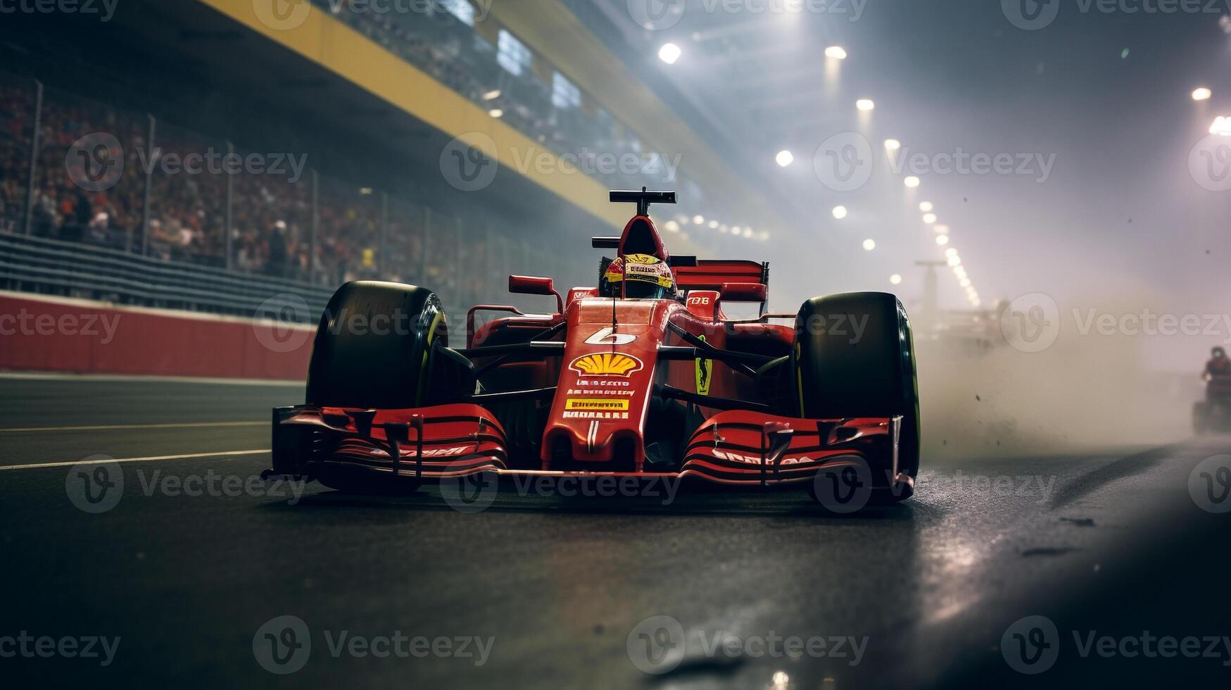 ai generato congelare il intensità di un' formula 1 movimento durante un' campionato gioco. generativo ai foto