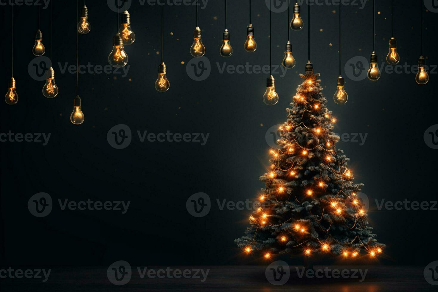 ai generato Natale albero fatto di lampadina e leggero tecnologia concetto foto