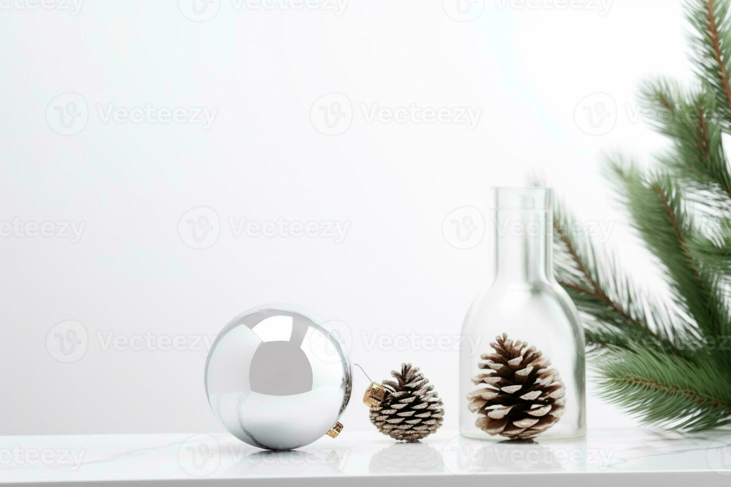 ai generato Natale vacanze composizione di abete albero rami con palline copia spazio foto
