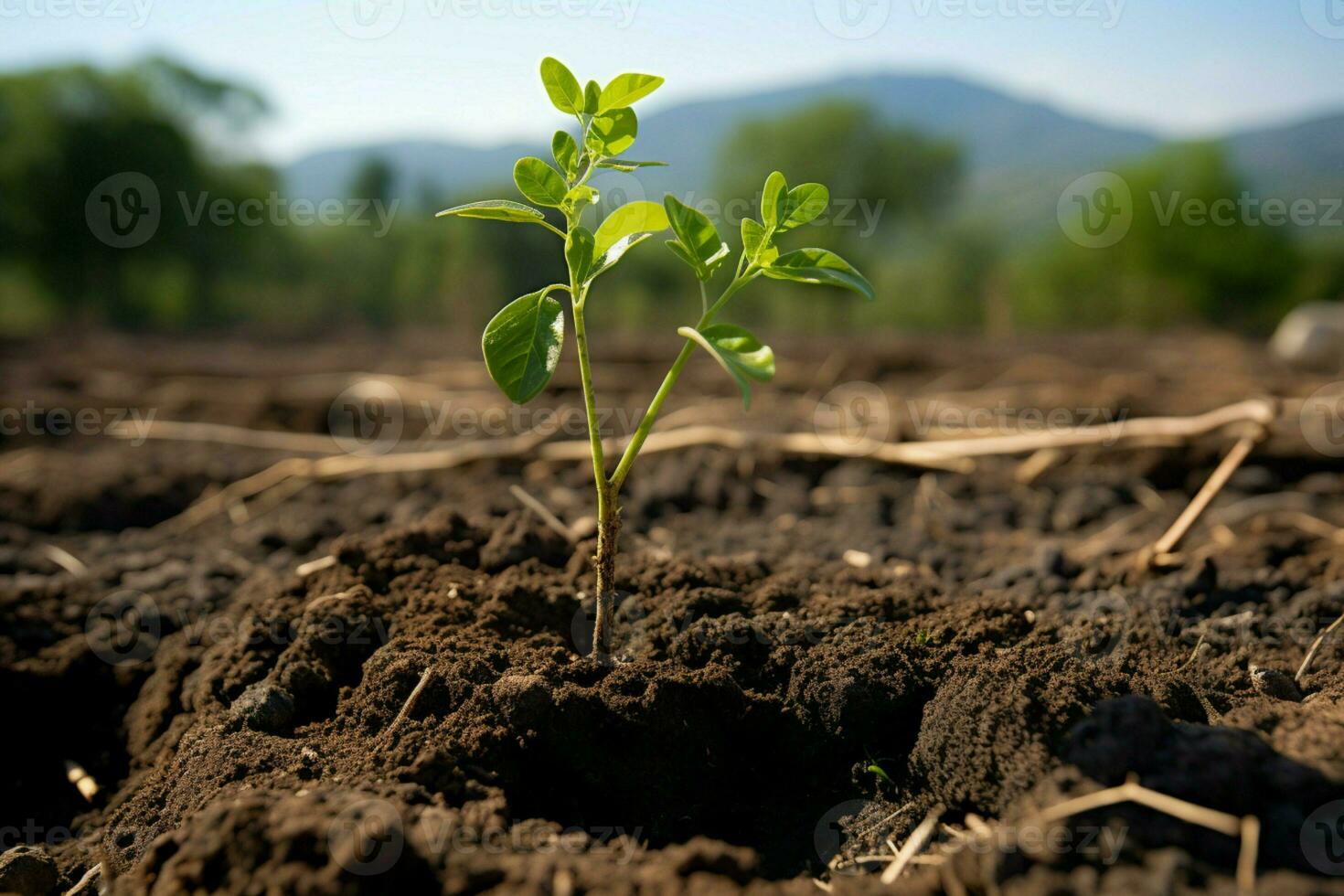 ai generato clima azione piantare un' nuovo albero per combattere e mitigare clima modificare ai generato foto