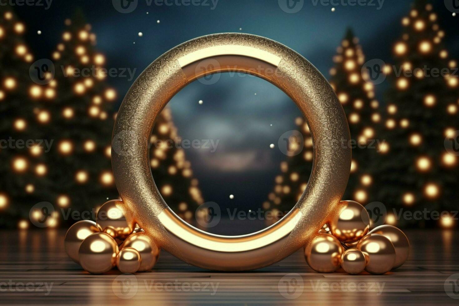 ai generato elegantemente progettato 3d cerchio telaio sfondo Perfetto per allegro Natale e contento nuovo anno ai generato foto