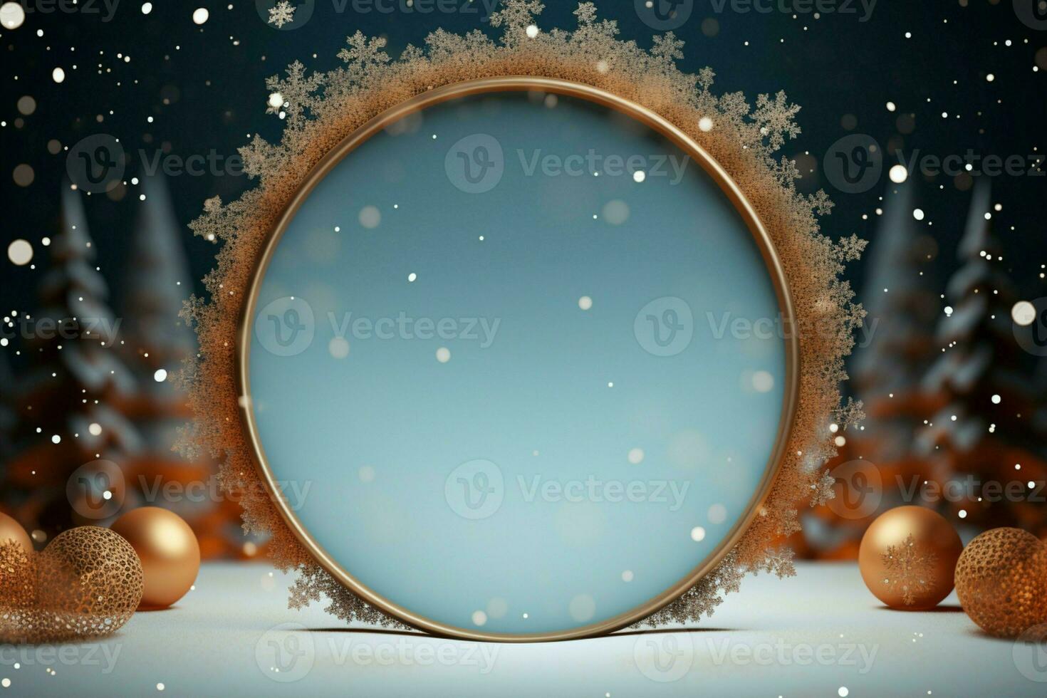 ai generato 3d cerchio telaio un' bellissimo fondale per celebrare allegro Natale e contento nuovo anno ai generato foto